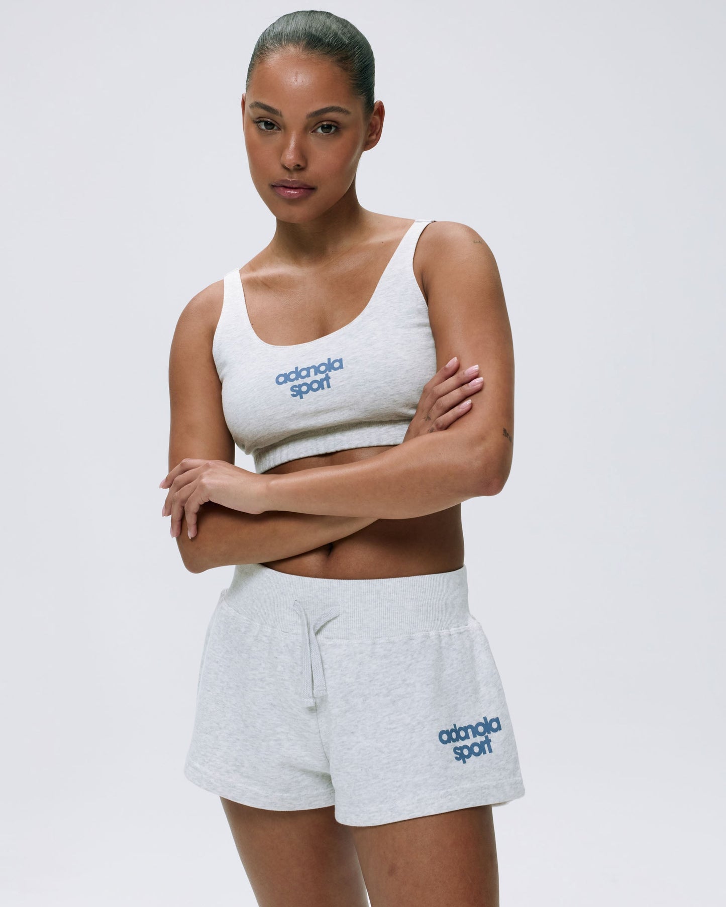 AS Bold Jersey Bralette - Light Grey Melange/Vintage Blue