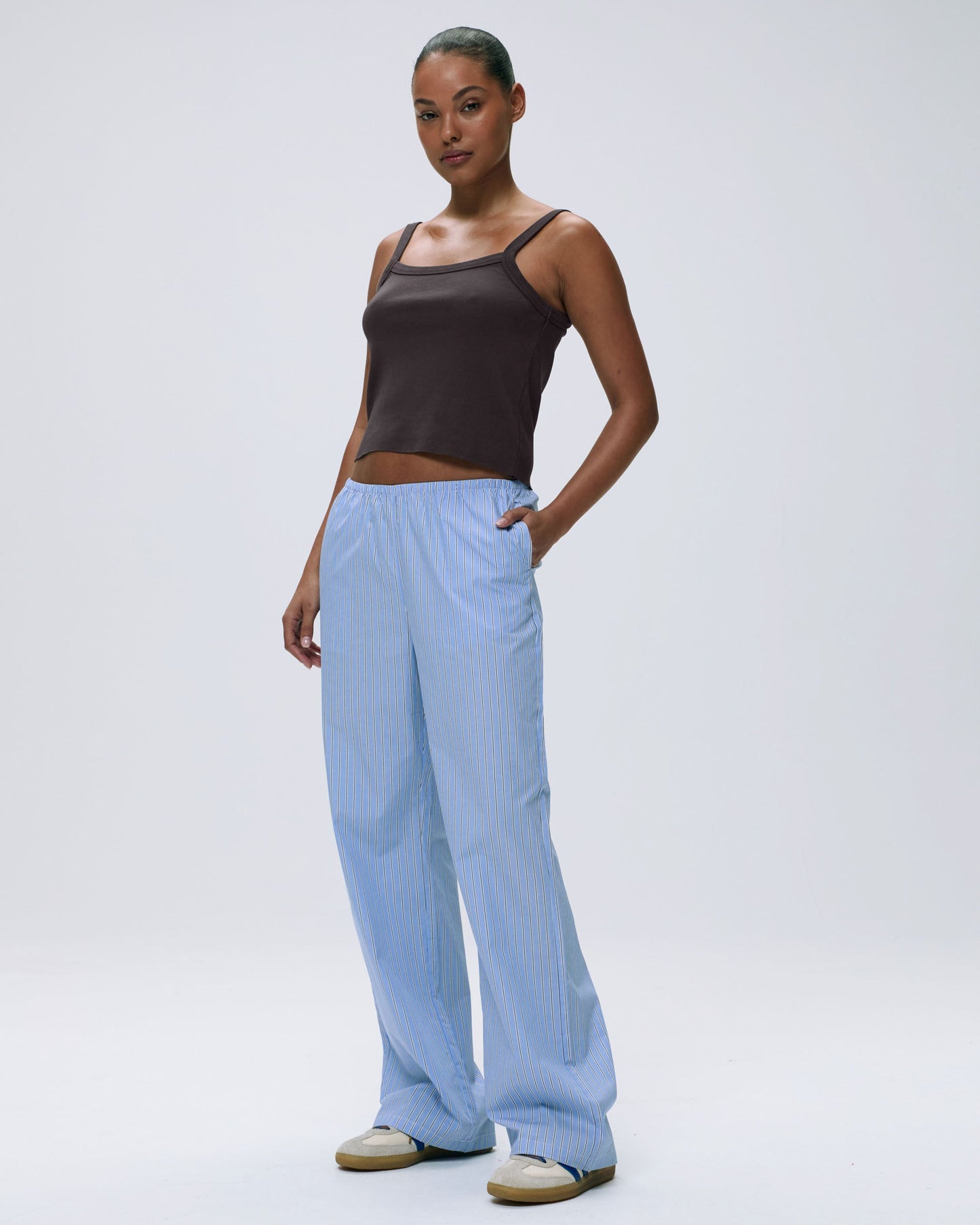 Rib Wide Binding Baby Tank - Coffee Bean