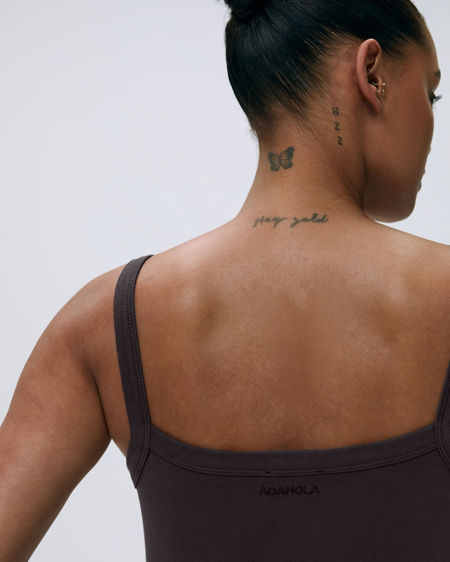 Rib Wide Binding Baby Tank - Coffee Bean