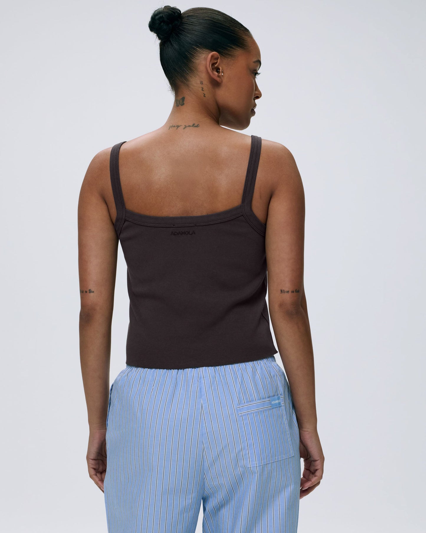 Rib Wide Binding Baby Tank - Coffee Bean