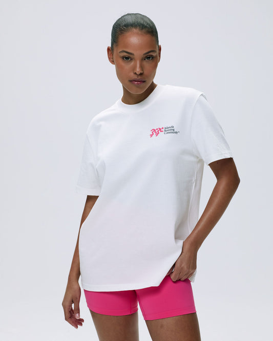 Distance Short Sleeve Oversized T-shirt - White/Hot Pink