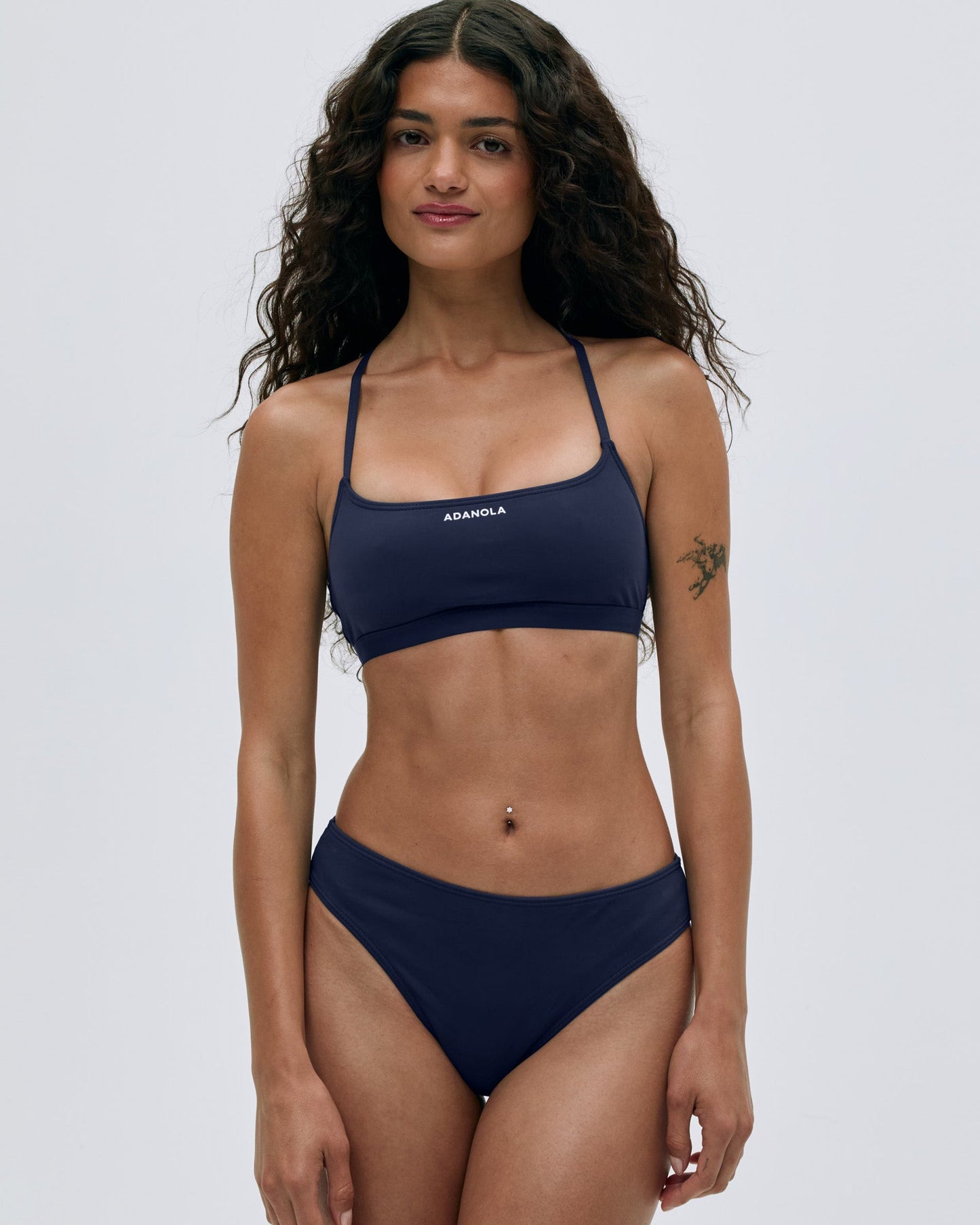 Cross Back Bikini Top - Navy Blue