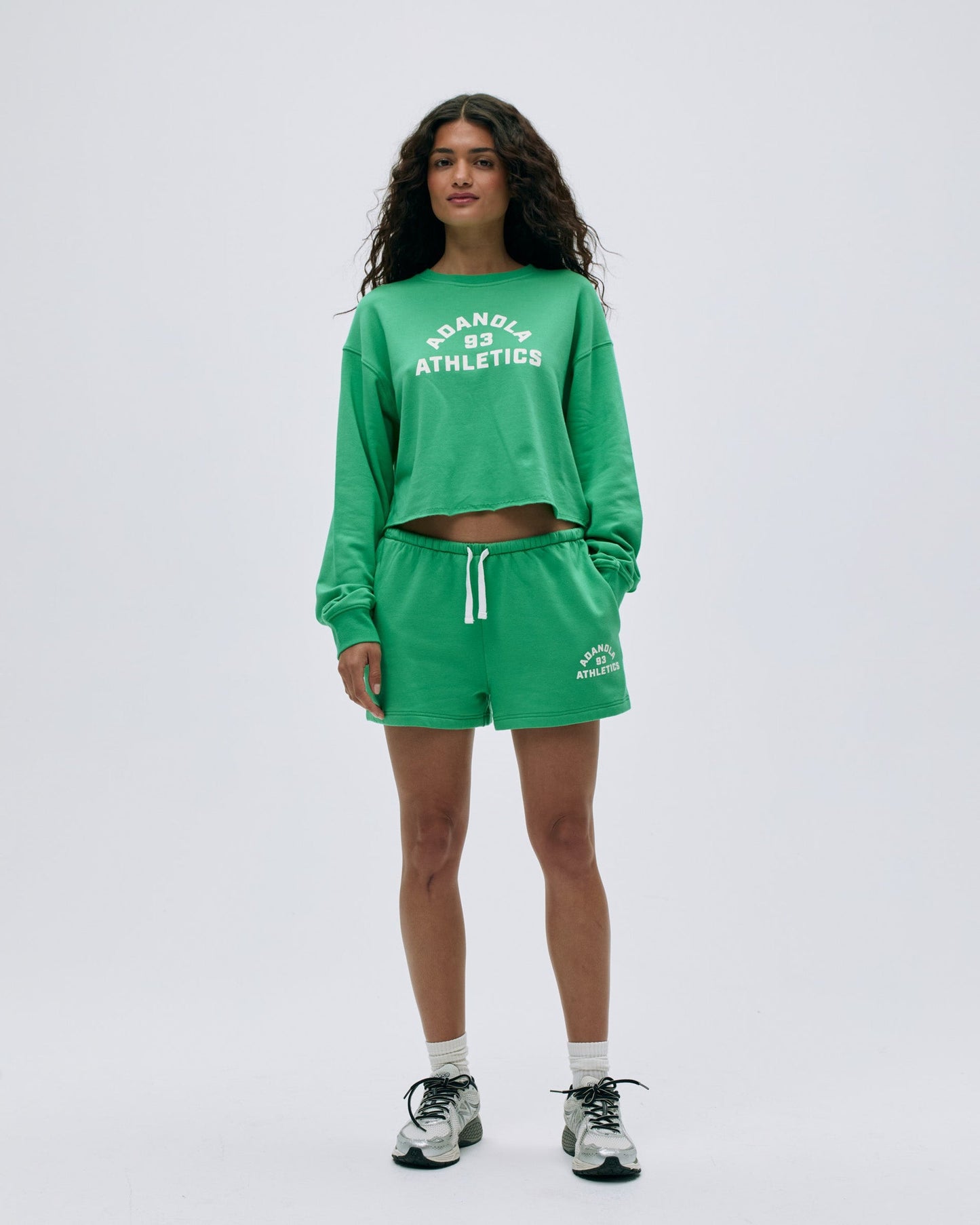 Campus Modal-Blend Sweat Shorts - Jade Green/Marshmallow White