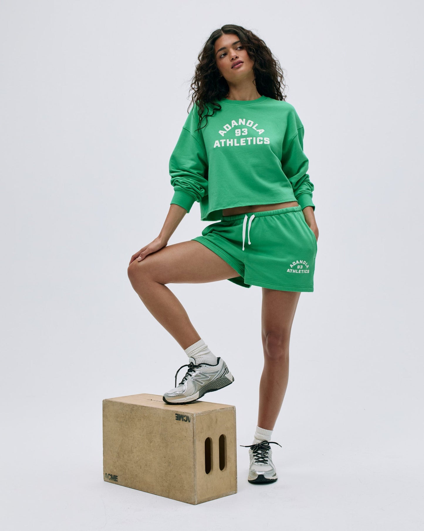 Campus Modal-Blend Sweat Shorts - Jade Green/Marshmallow White