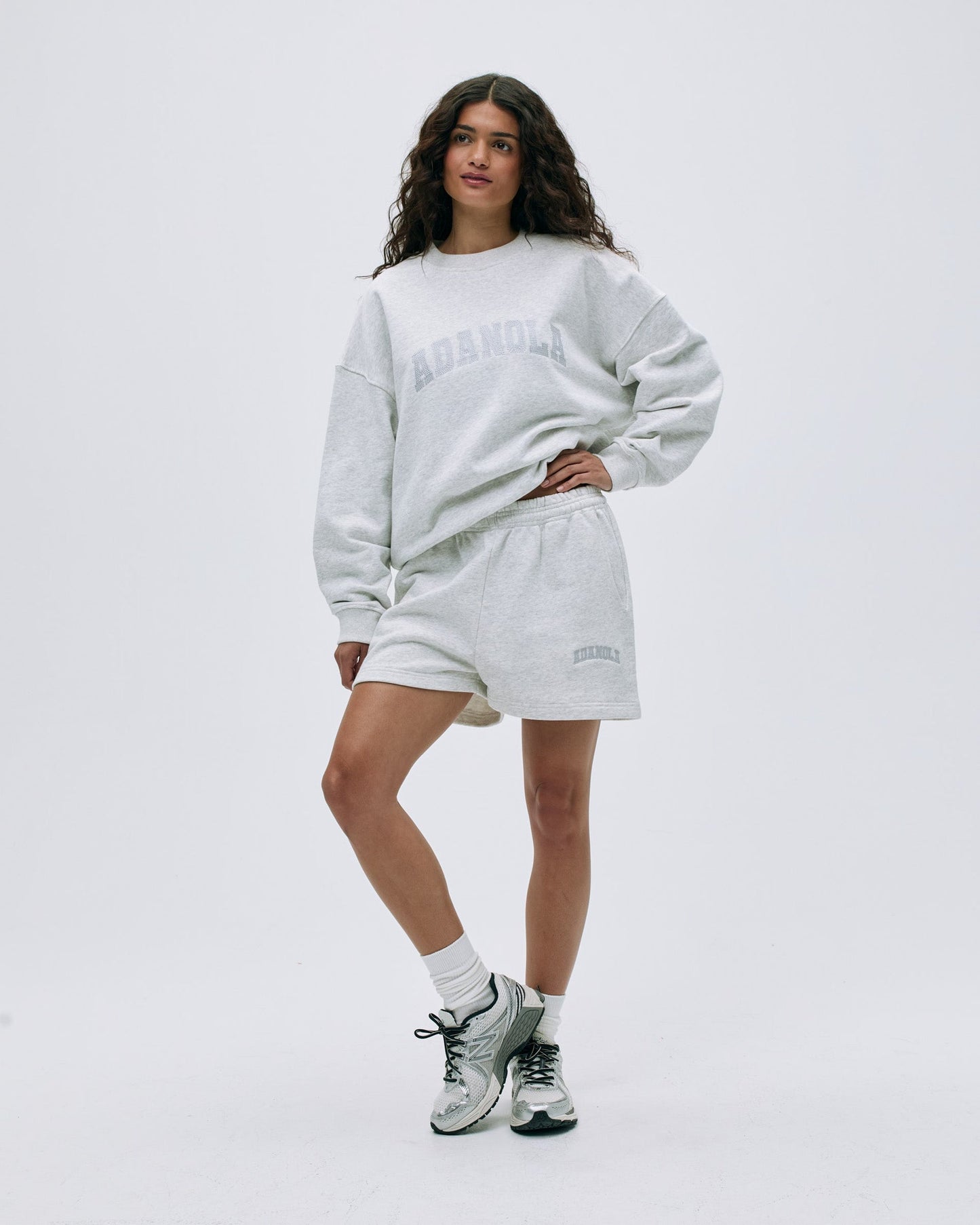 Varsity Chainstitch Oversized Sweatshirt - Light Grey Melange