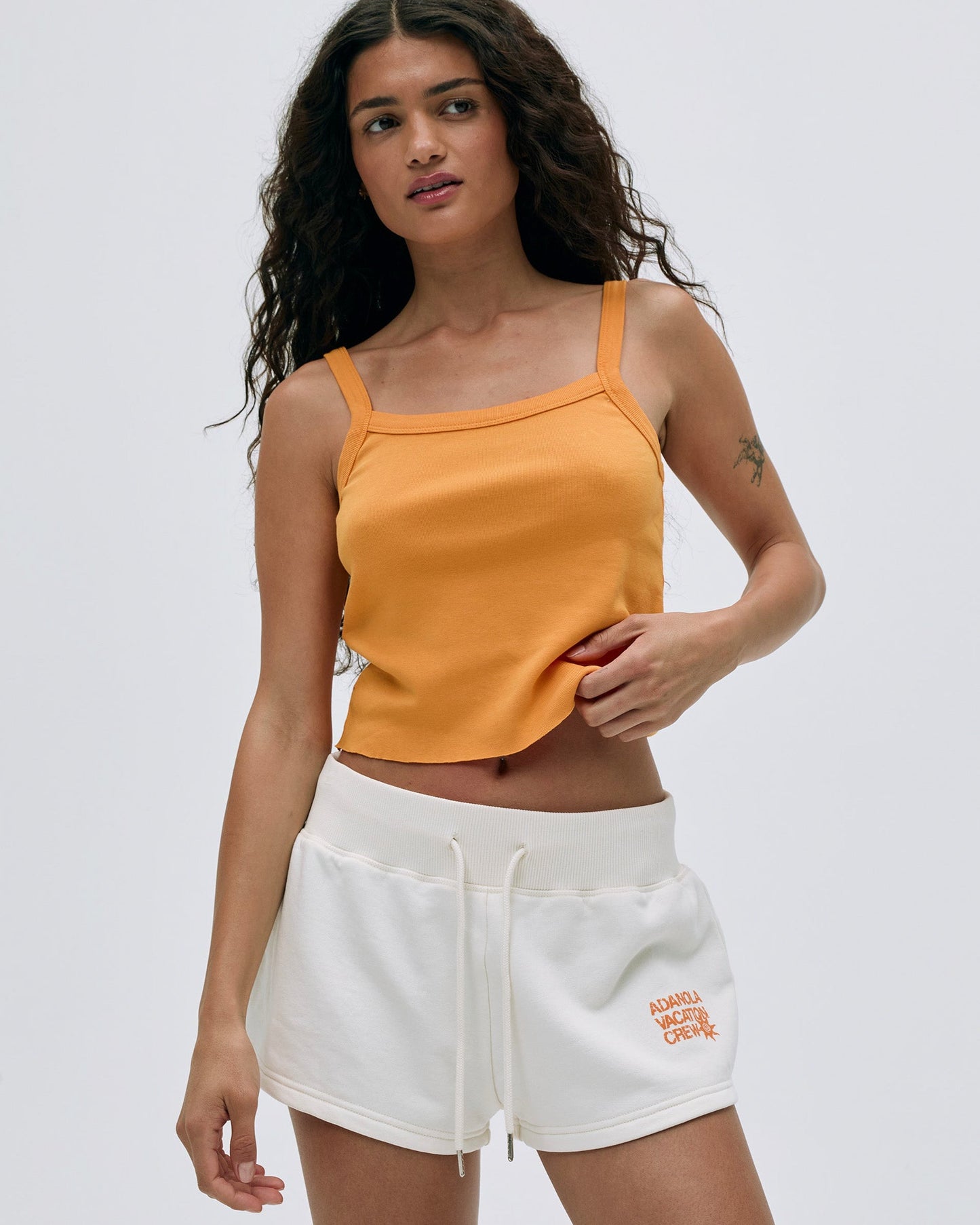 Vacation Mini Sweat Shorts - Marshmallow White/Mango Orange