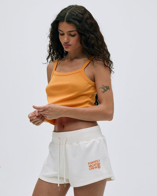 Vacation Mini Sweat Shorts - Marshmallow White/Mango Orange