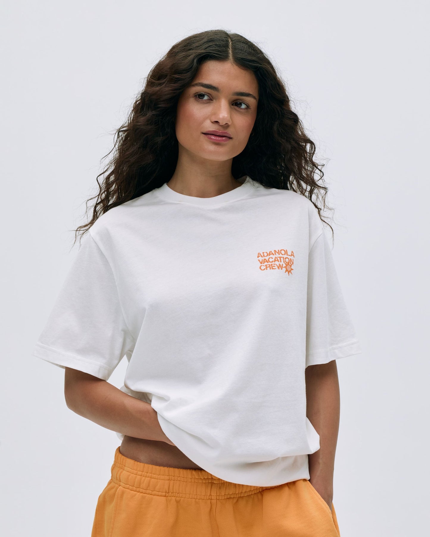 Vacation Lightweight T-shirt - White/Mango Orange