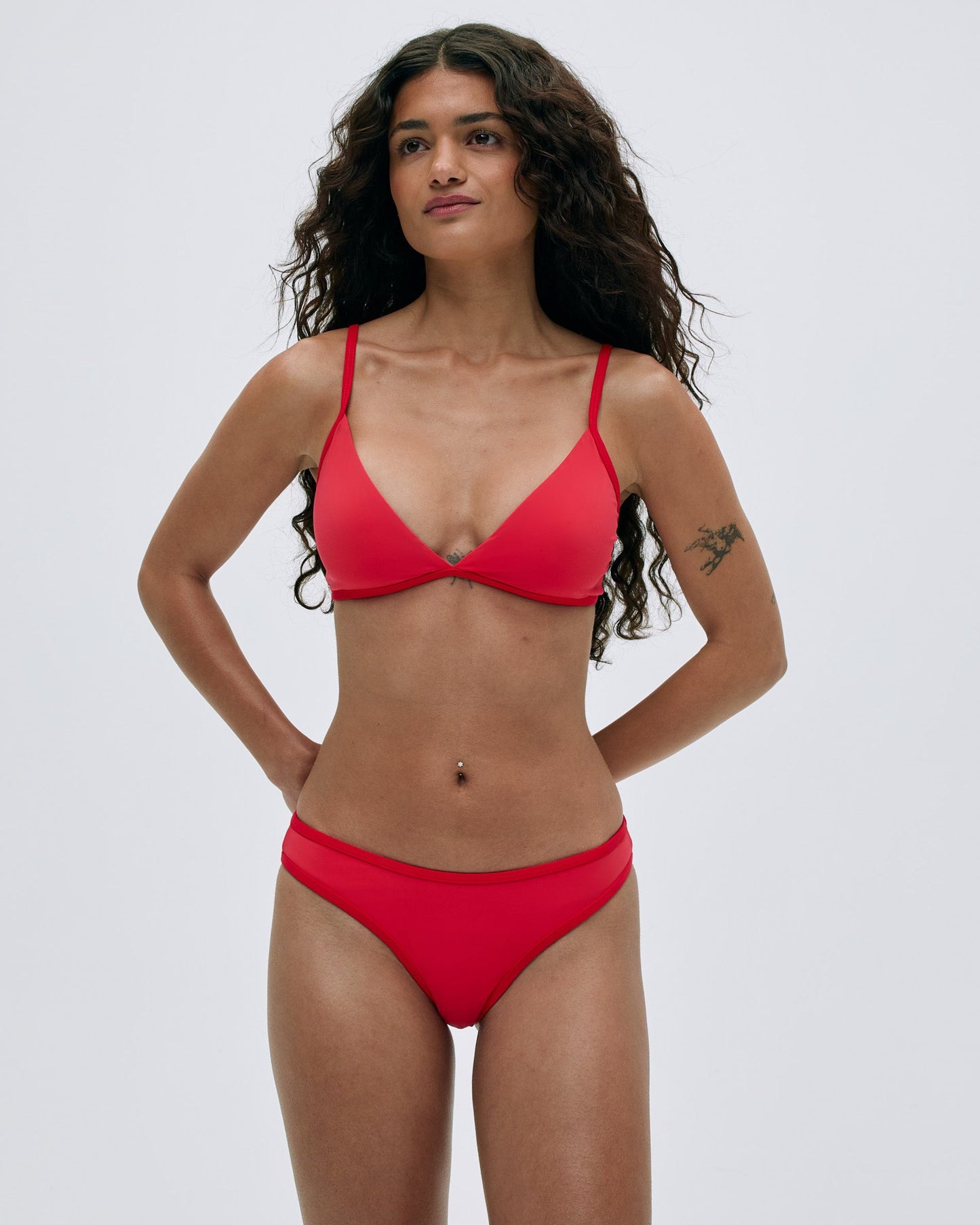 Contrast Triangle Bikini Top - Apple Red/Dark Red