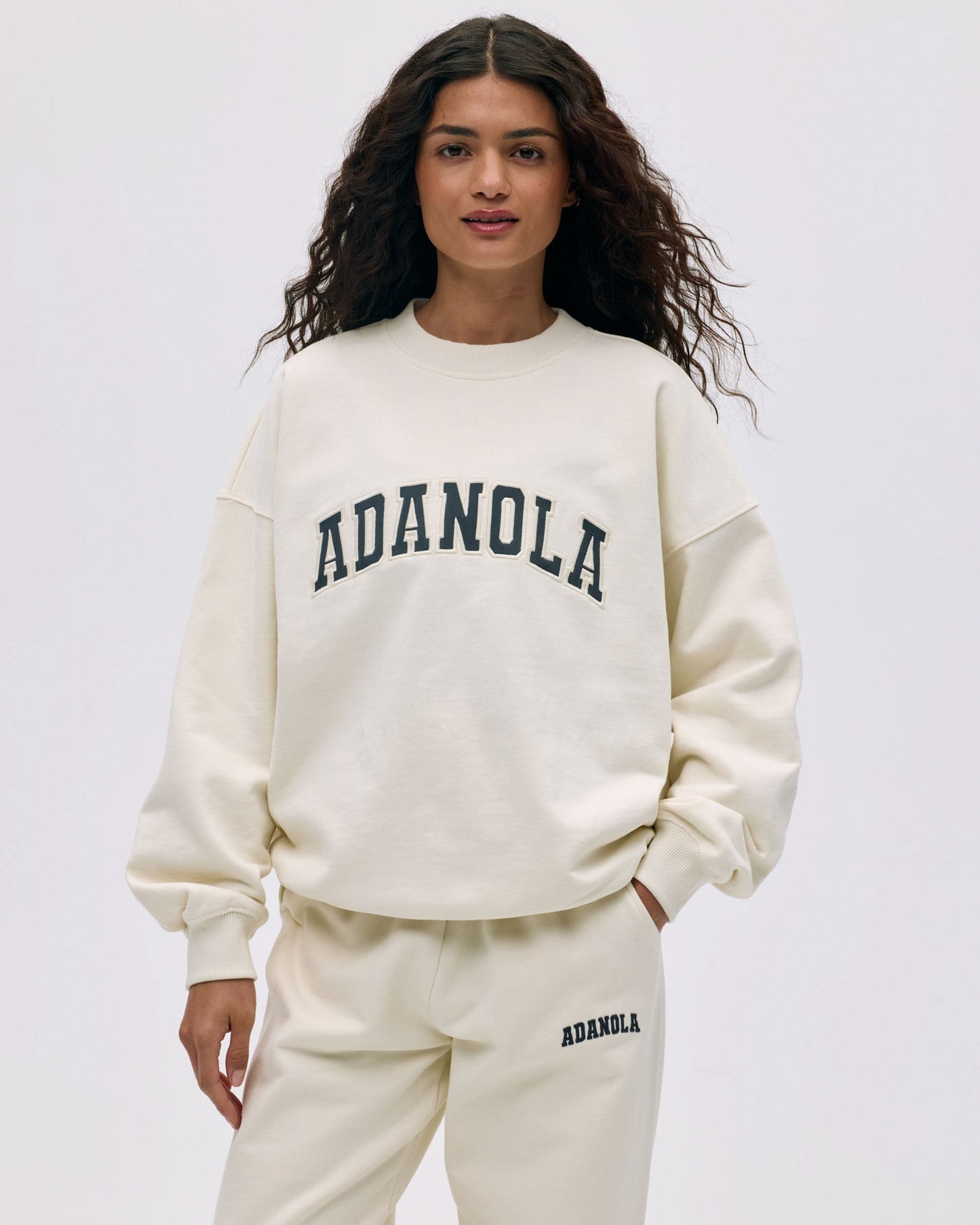 Varsity Oversized Sweatshirt - Marshmallow White/Midnight Blue