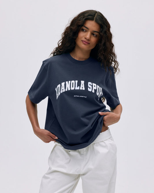 AS Short Sleeve Oversized T-shirt - Midnight Blue/White