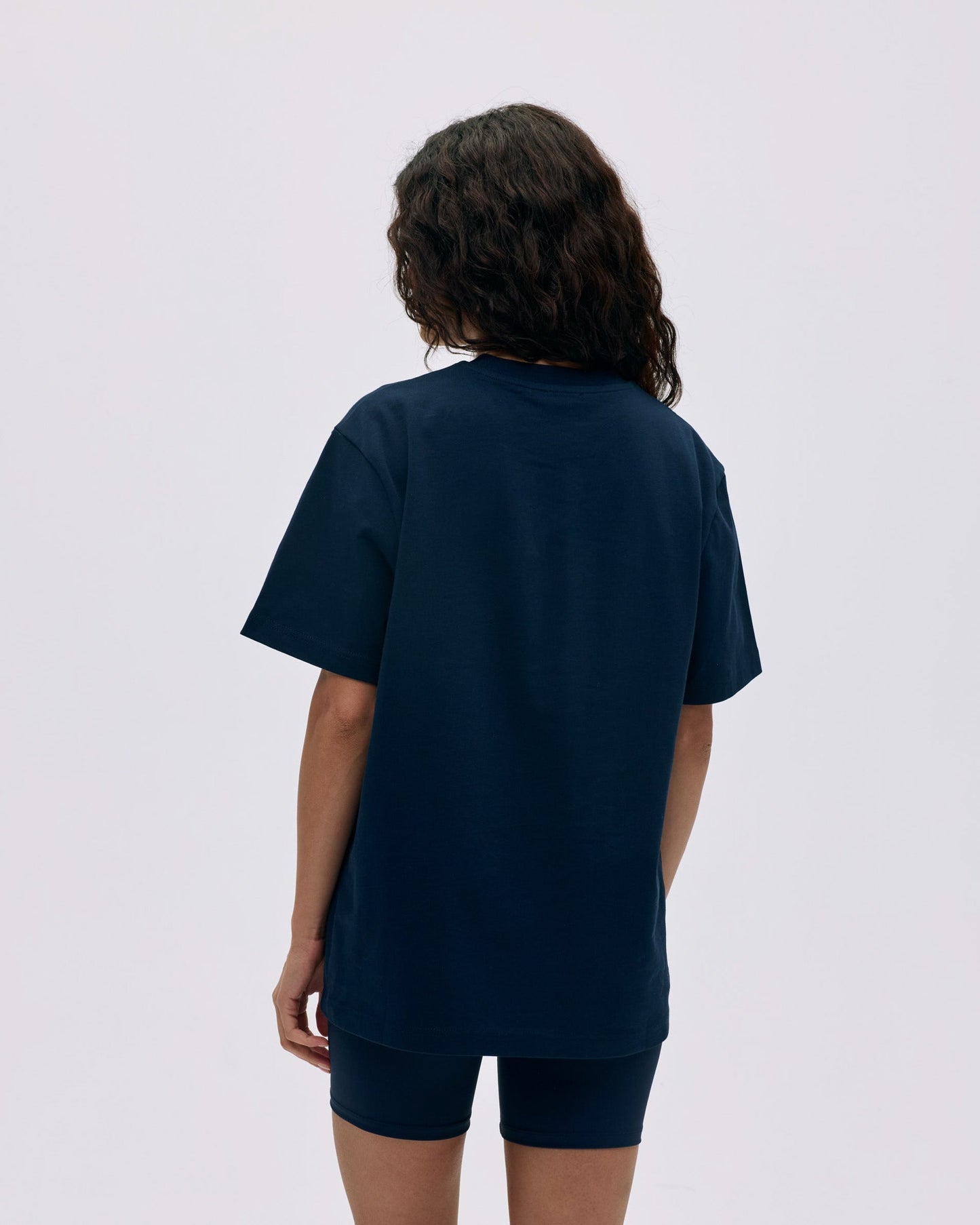 Varsity Short Sleeve Oversized T-shirt - Navy Blue/White