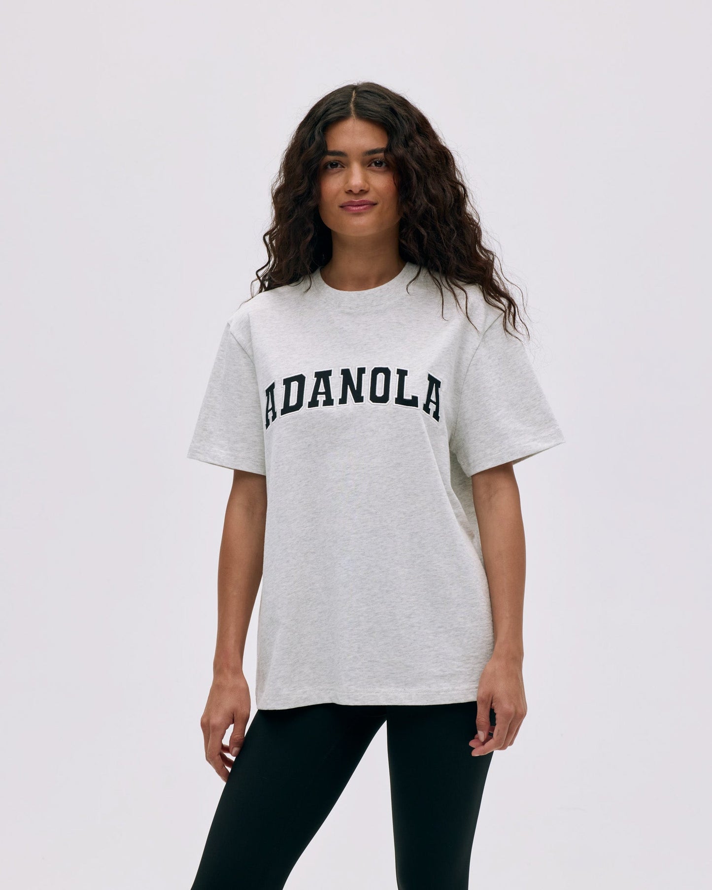 Varsity Short Sleeve Oversized T-shirt - Light Grey Melange/Black