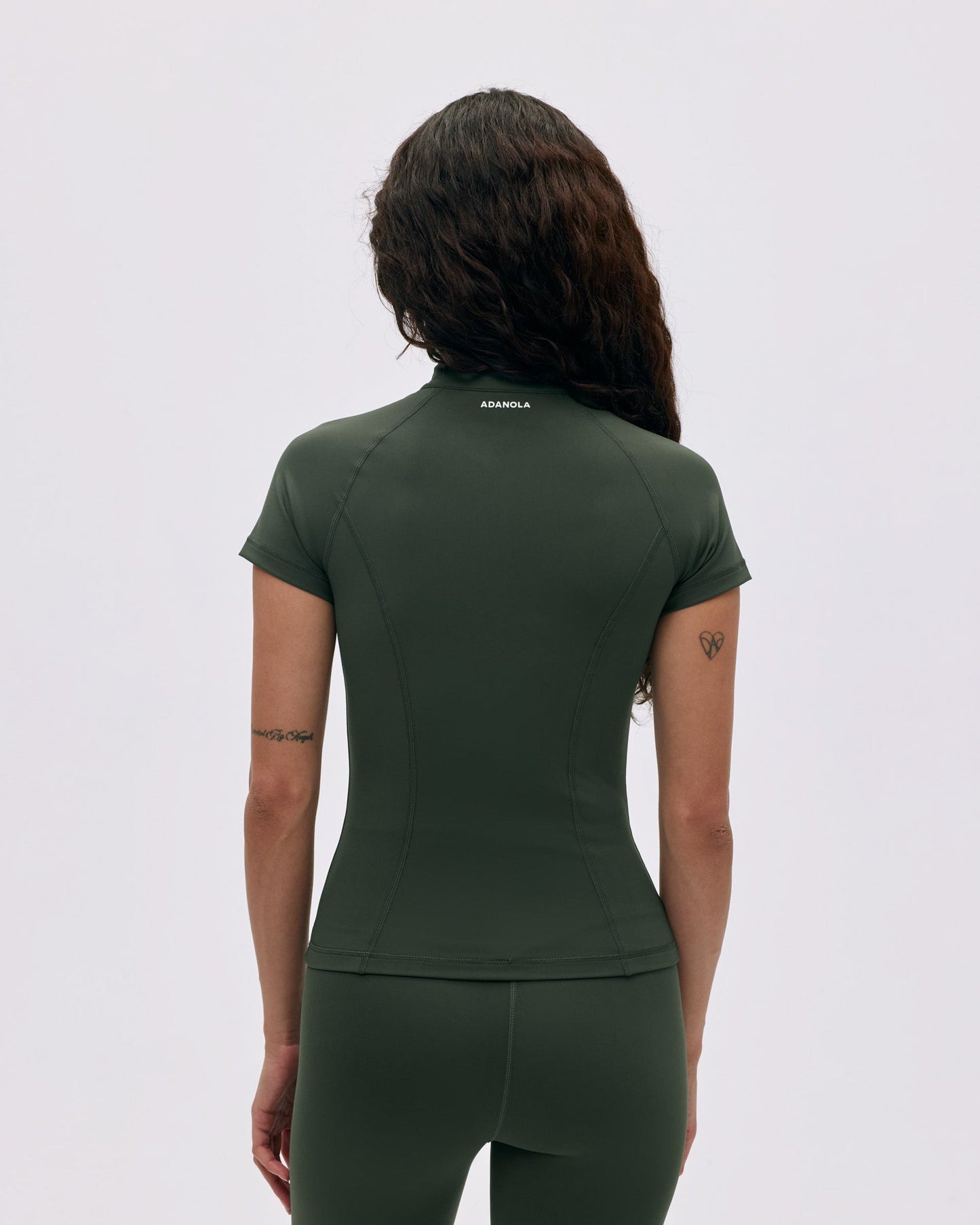 Ultimate Short Sleeve Zip Up Top - Dark Olive