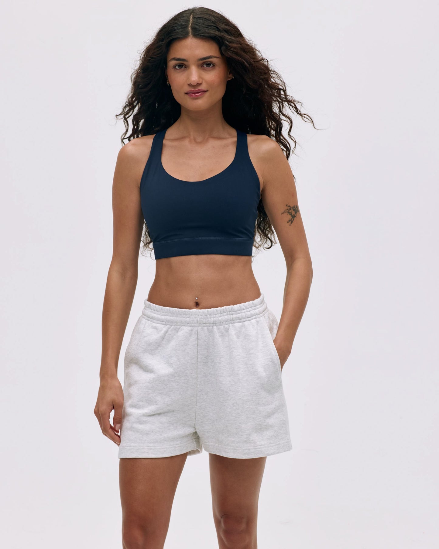 Branded Sweat Shorts - Light Grey Melange