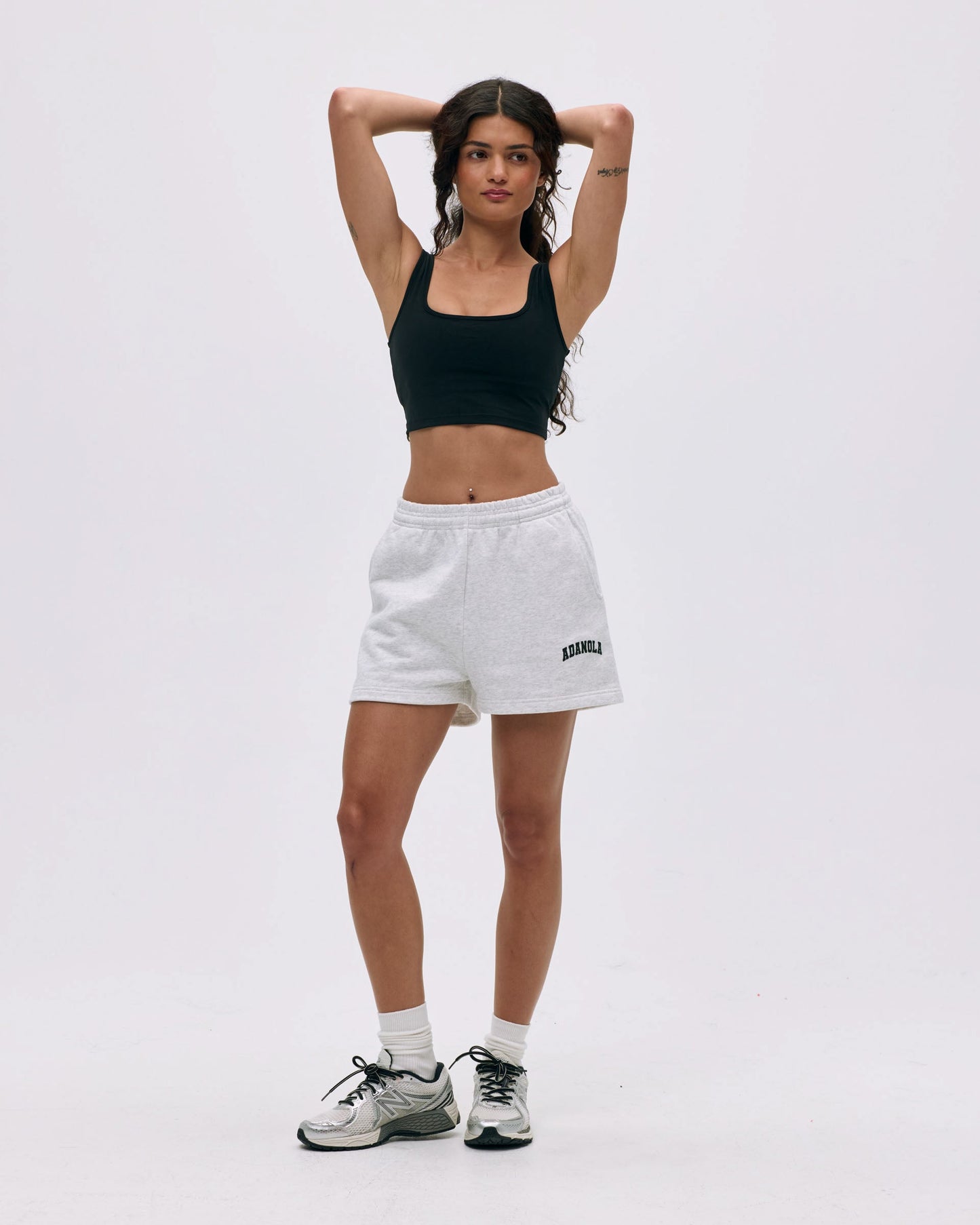 Varsity Sweat Shorts - Light Grey Melange/Black