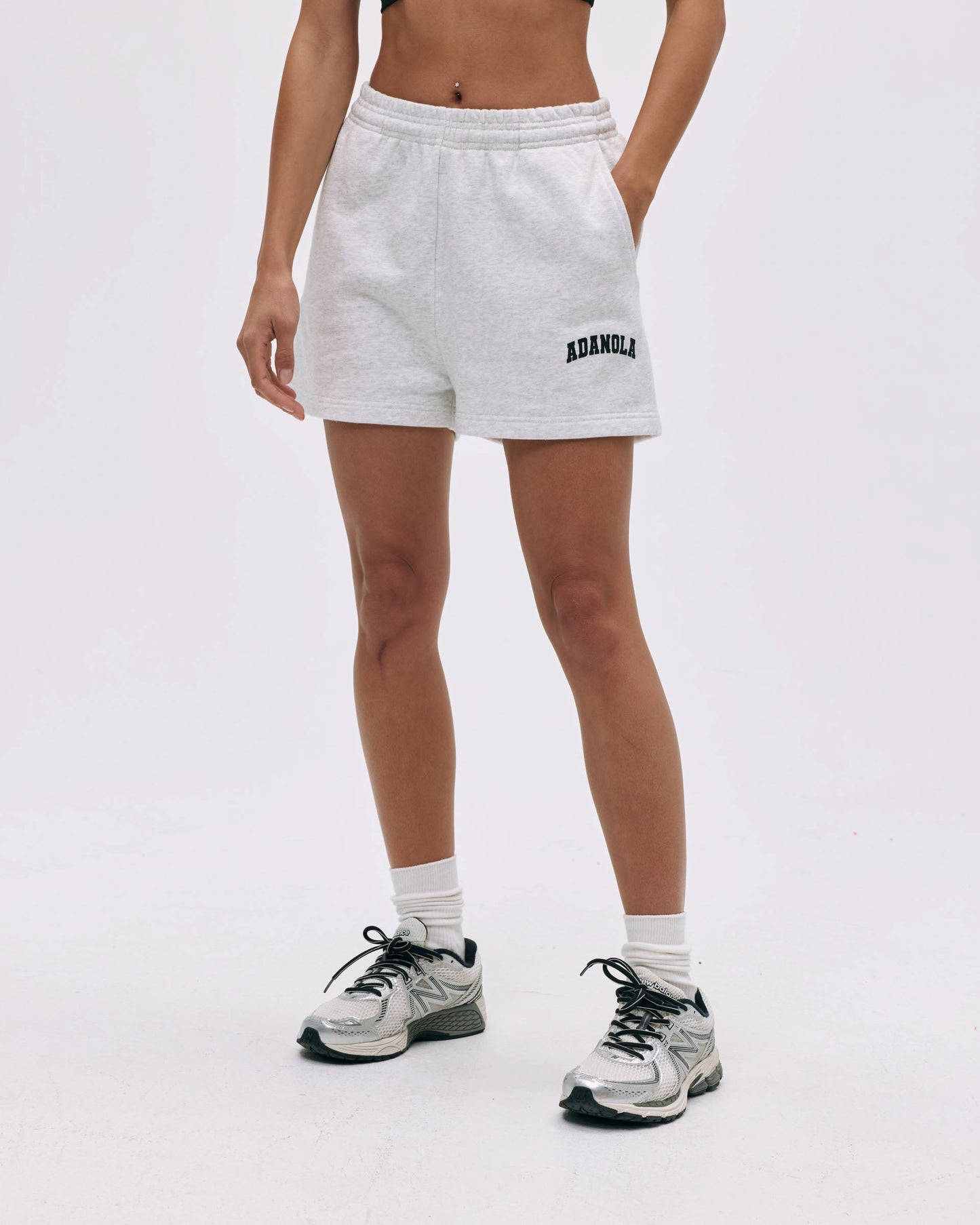 Varsity Sweat Shorts - Light Grey Melange/Black