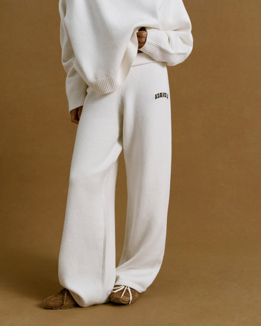 Varsity Knit Straight Leg Sweatpants - Cream/Coffee Bean