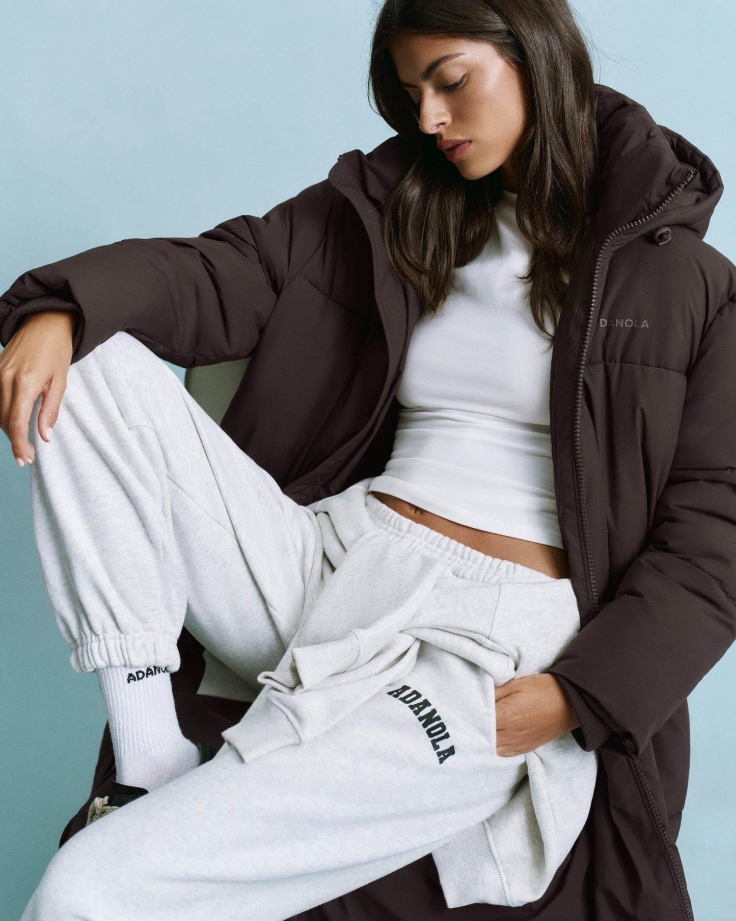 Longline Puffer Jacket - Coffee Bean