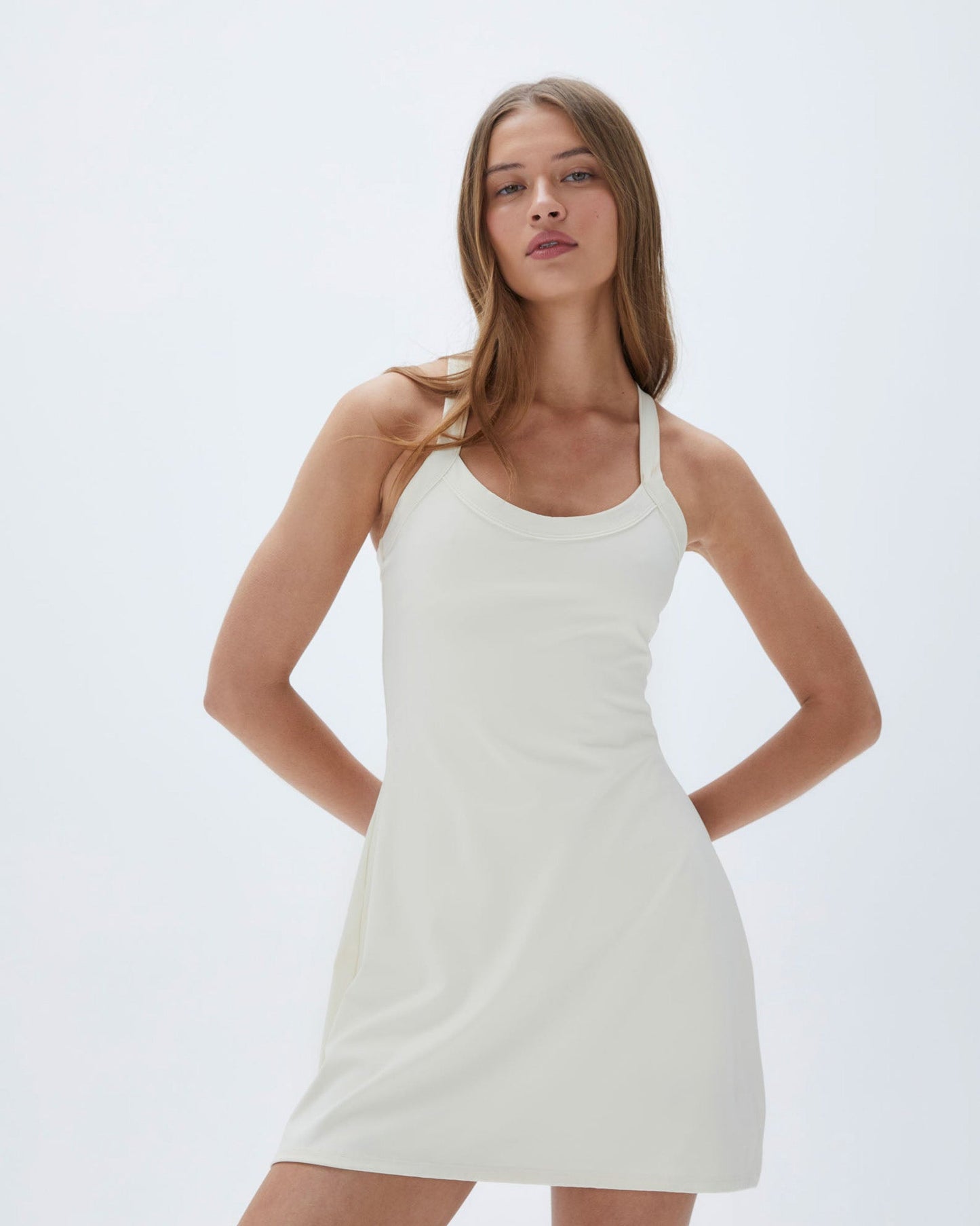 Wide Binding Racer Dress - Marshmallow White
