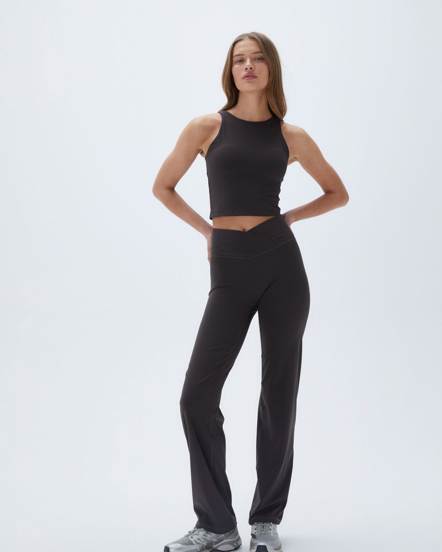 Wrap Over Yoga Pant - Coffee Bean