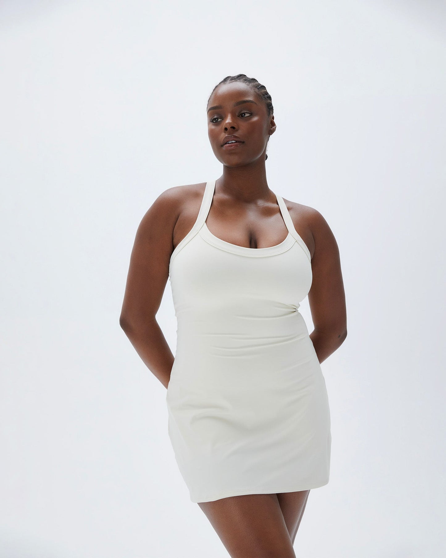 Wide Binding Racer Dress - Marshmallow White