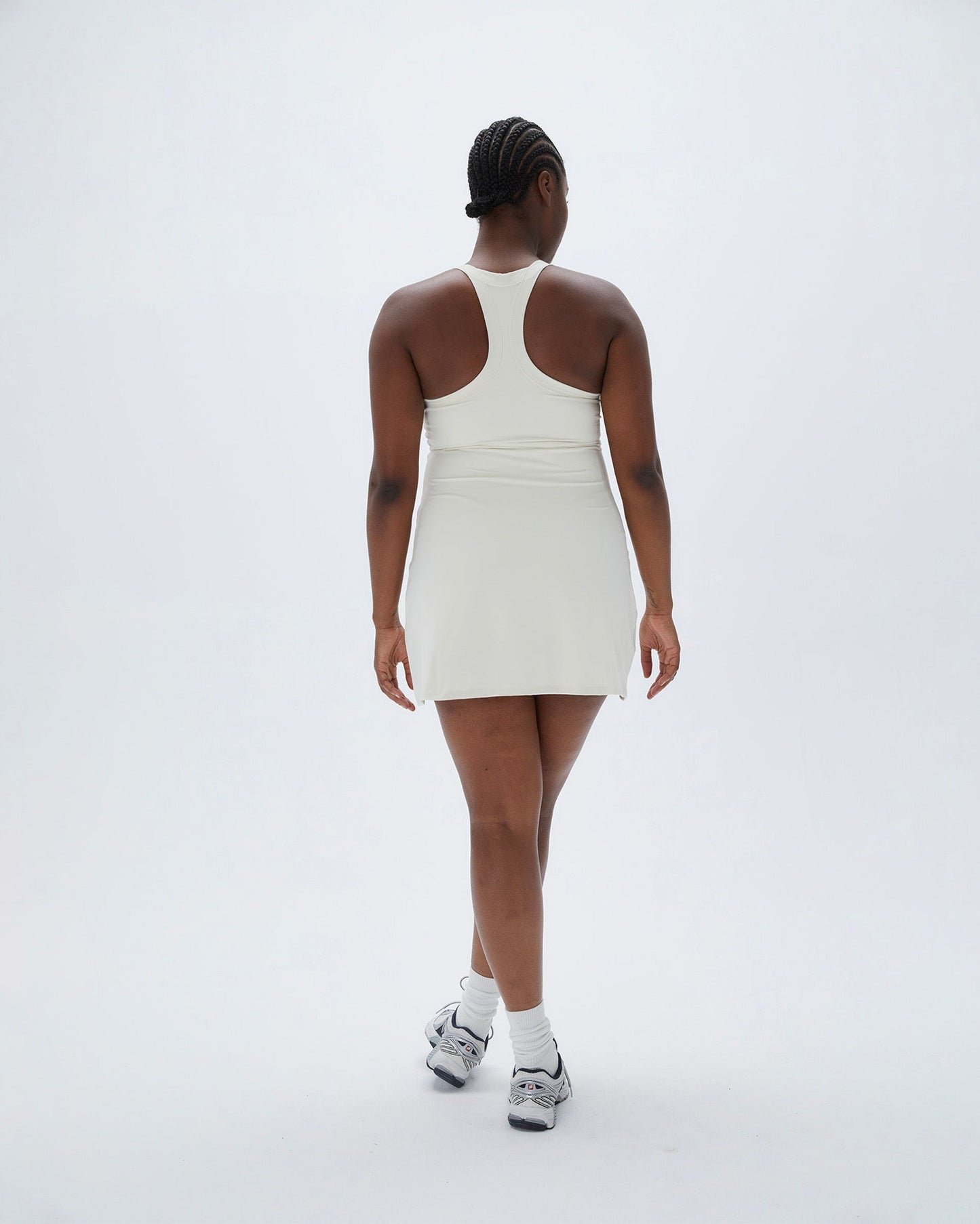 Wide Binding Racer Dress - Marshmallow White