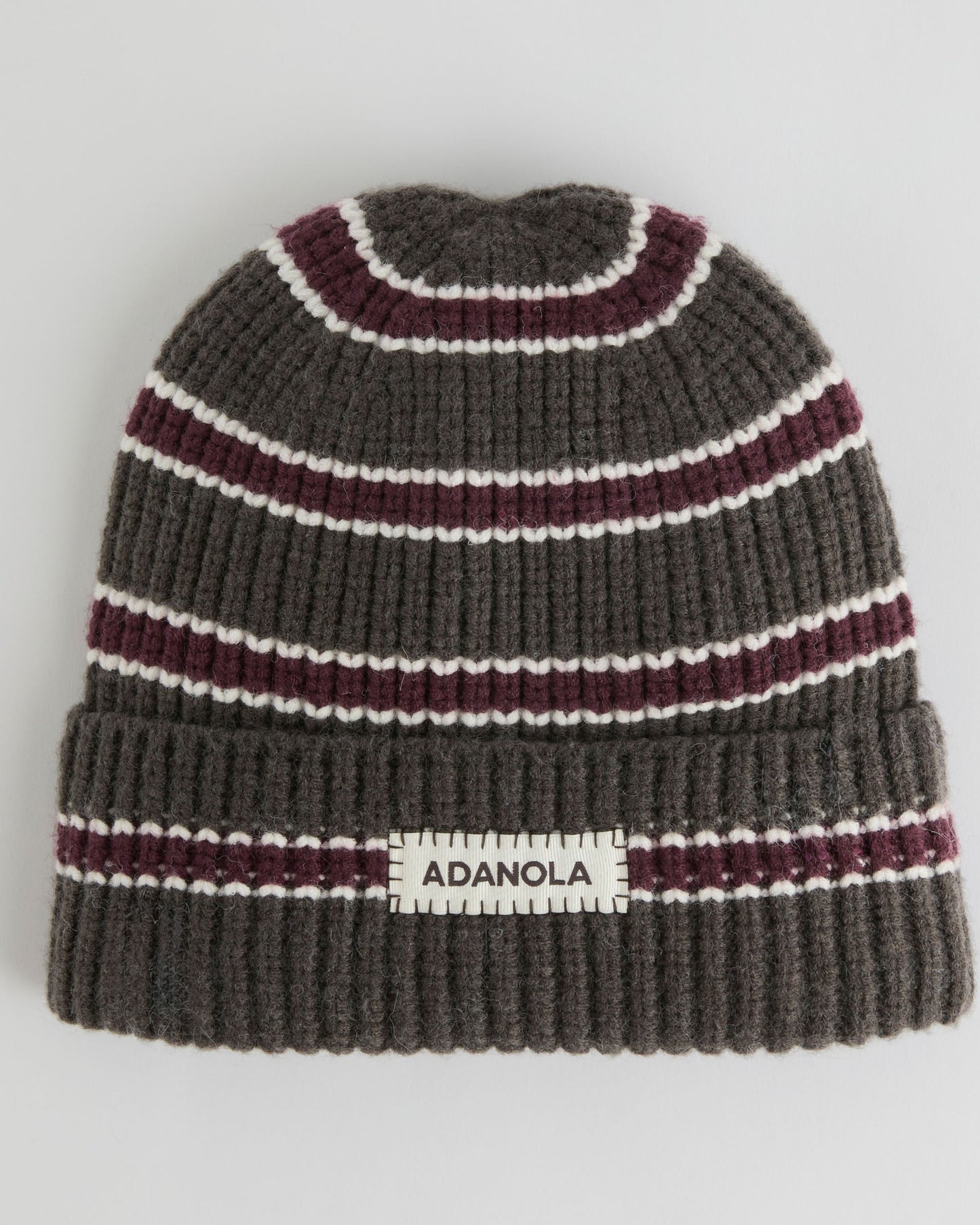 Stripe Beanie - Coffee Bean/Marshmallow White