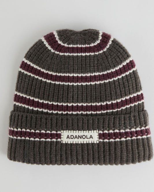 Stripe Beanie - Coffee Bean/Marshmallow White