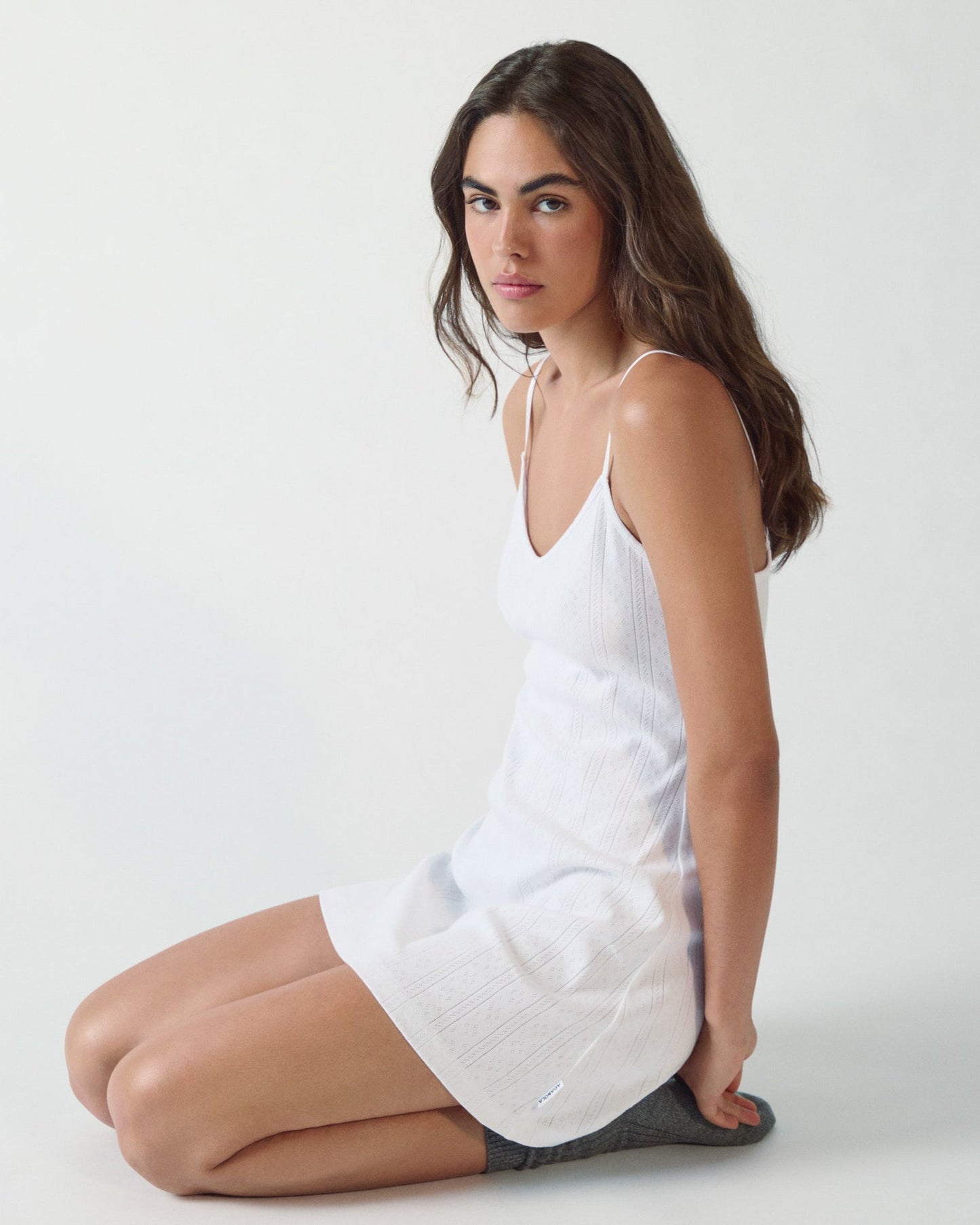 Pointelle Dress - White