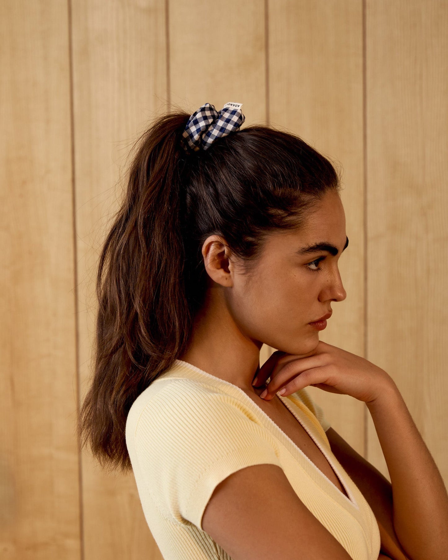 Gingham Scrunchie - Navy Blue/White