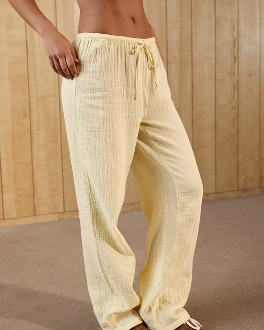 Cotton Drawstring Pants - Butter Yellow