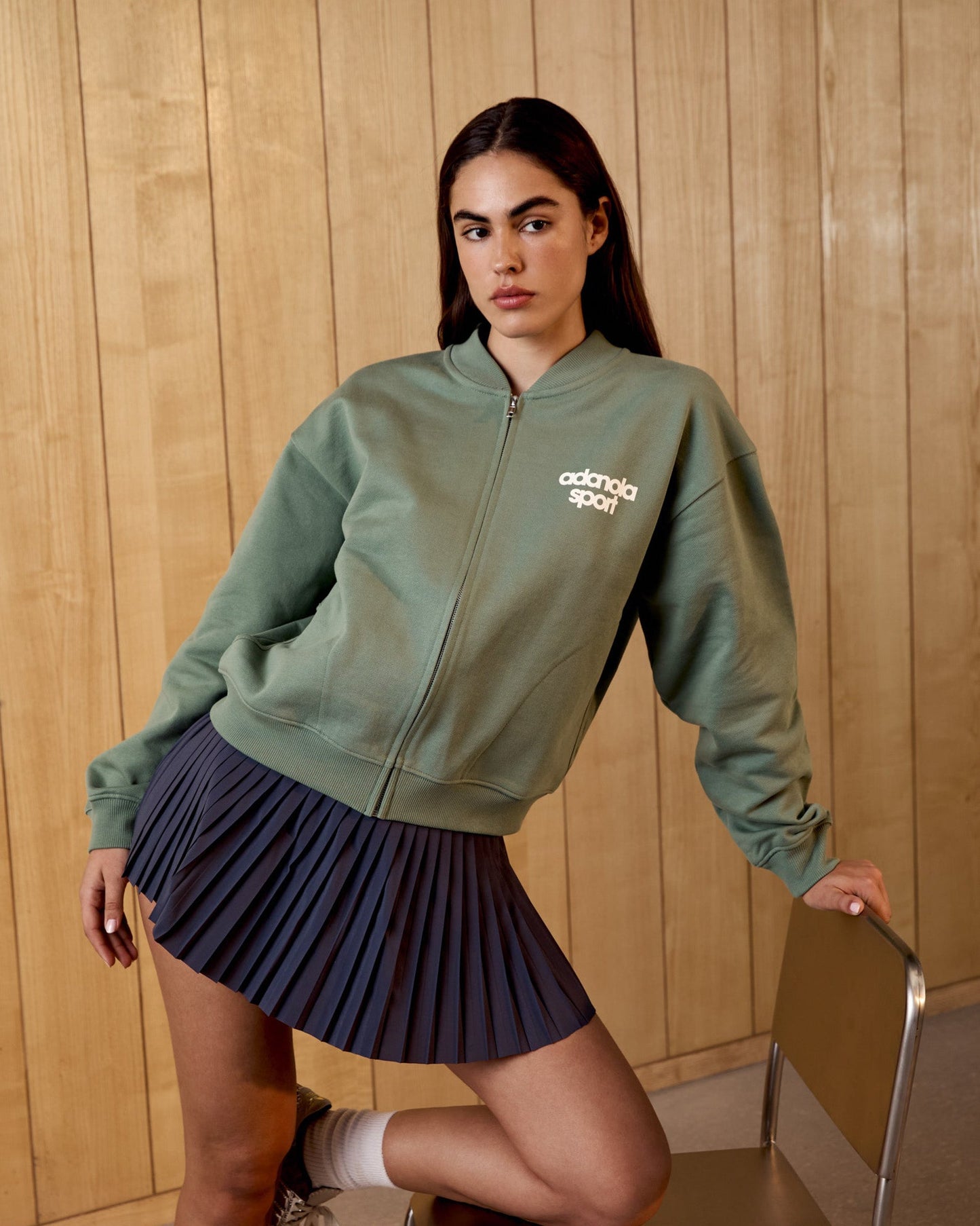 AS Bold Oversized Full Zip Sweatshirt - Eden Green/Marshmallow White