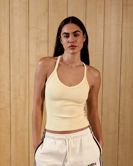 Rib V Neck Tank Top - Butter Yellow