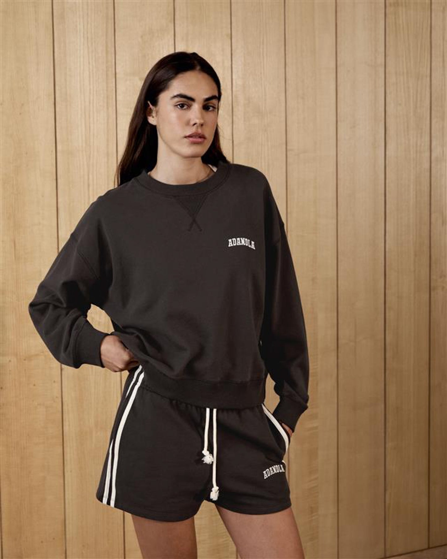 Varsity Loose Fit Sweat Shorts - Coffee Bean/Marshmallow White