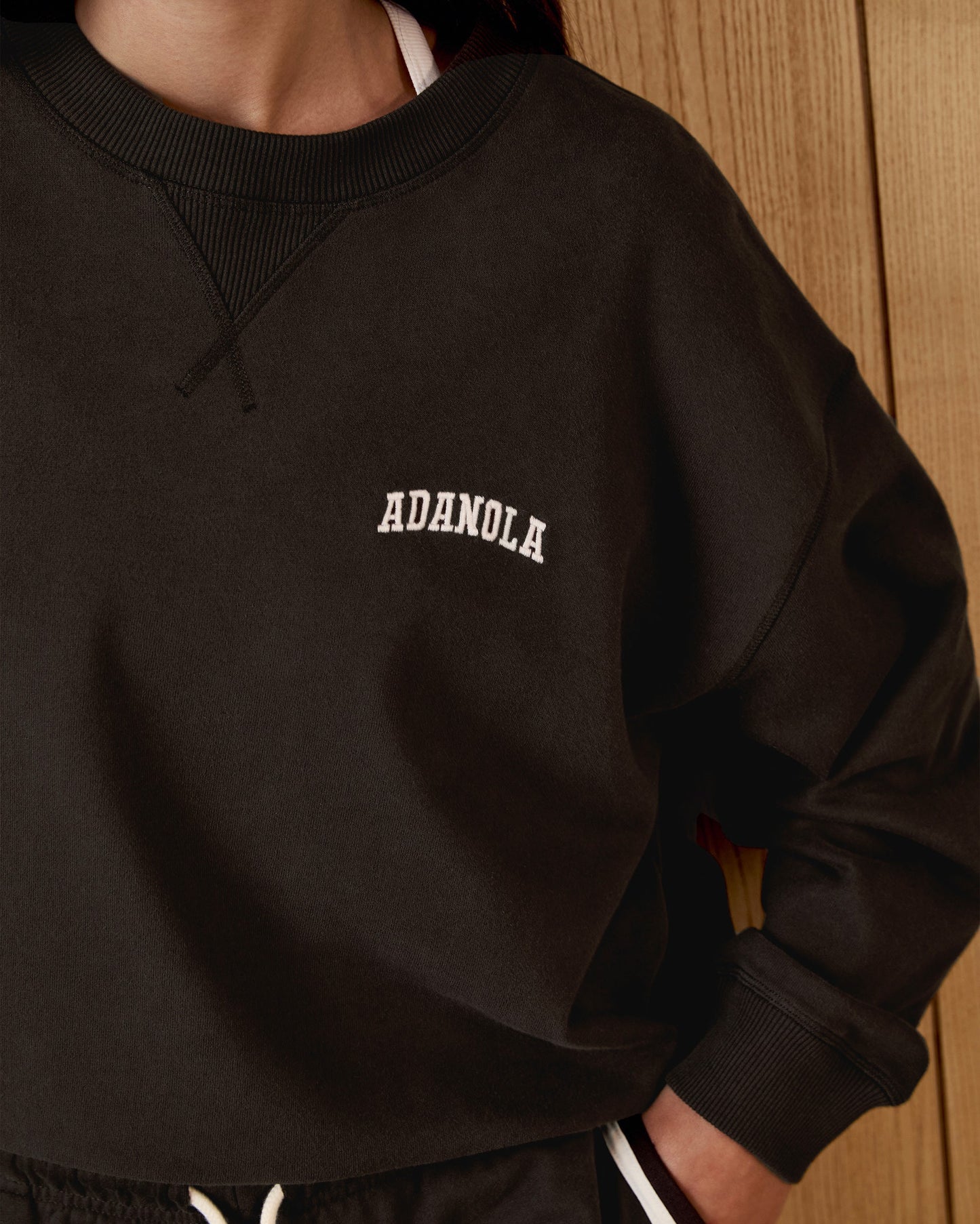 Varsity Loose Fit Sweatshirt - Coffee Bean/Marshmallow White