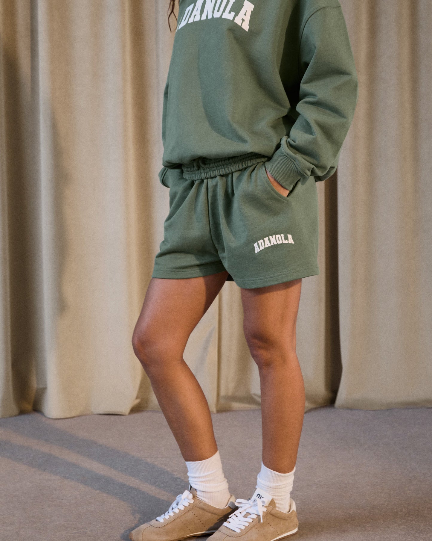 Varsity Sweat Shorts - Eden Green/Marshmallow White