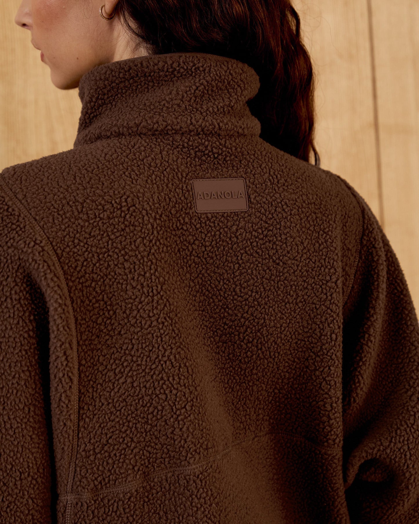Seam Detail Quarter Zip Polar Fleece - Mocha Brown