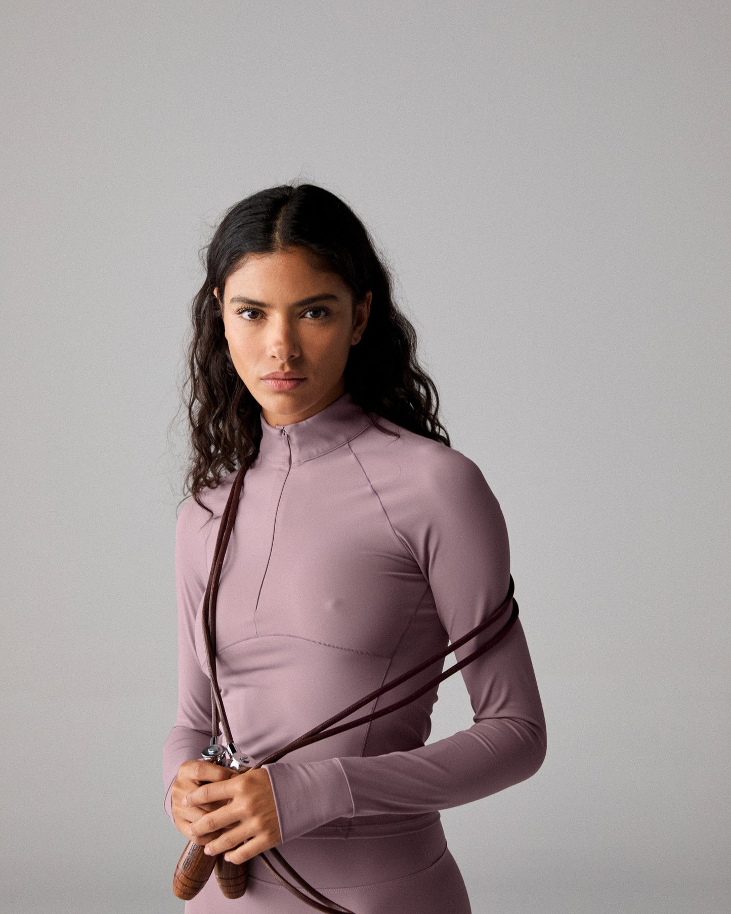 Ultimate Long Sleeve Seam Detail Zip Up Top - Dusk Purple