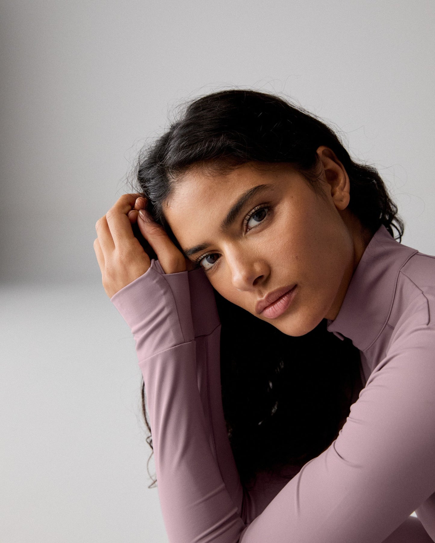 Ultimate Long Sleeve Seam Detail Zip Up Top - Dusk Purple