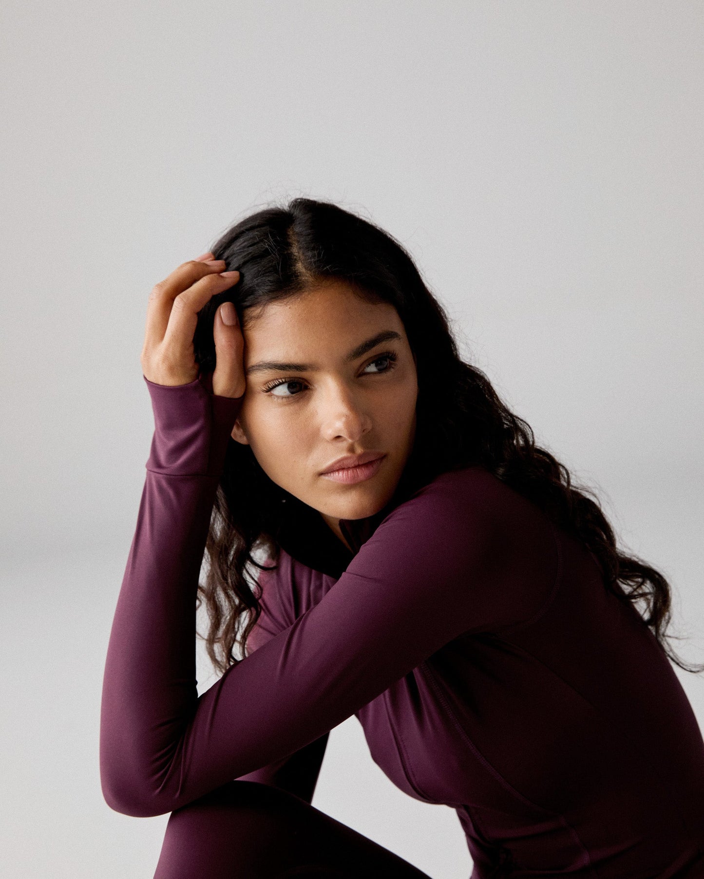 Ultimate Long Sleeve Zip Up Top - Dark Cherry