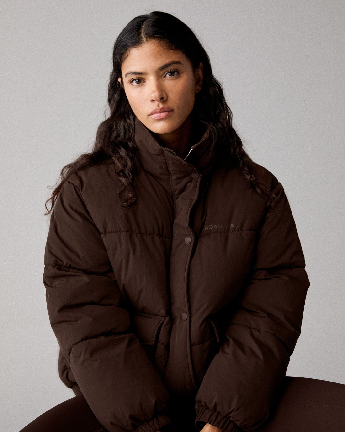 Funnel Neck Puffer Jacket - Chocolate Brown