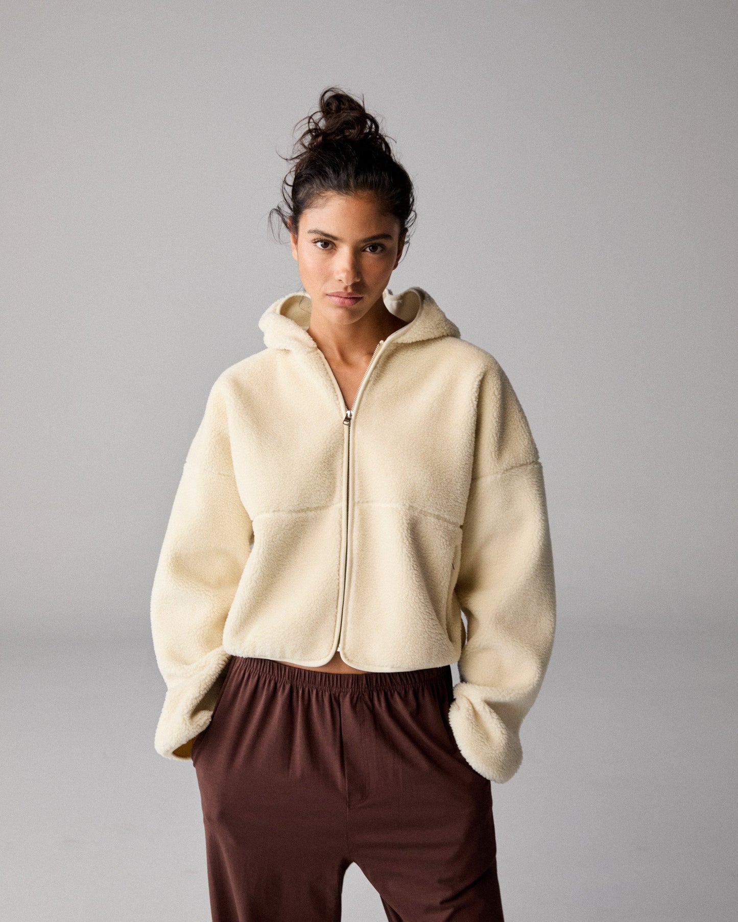 Hooded Borg Bomber Jacket - Marshmallow White