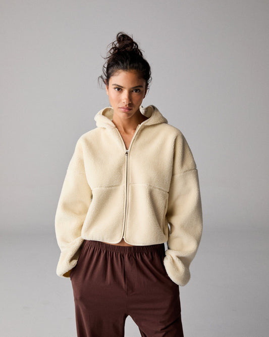 Hooded Borg Bomber Jacket - Marshmallow White