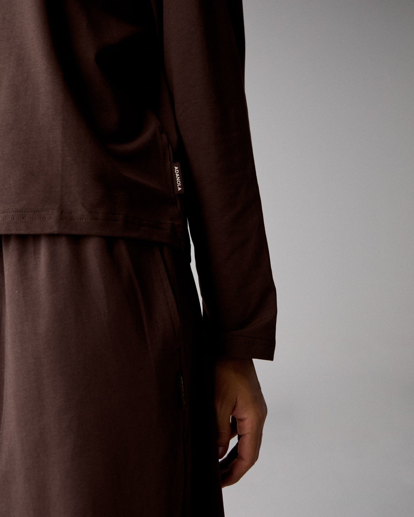 Modal Long Sleeve Oversized T-shirt - Chocolate Brown