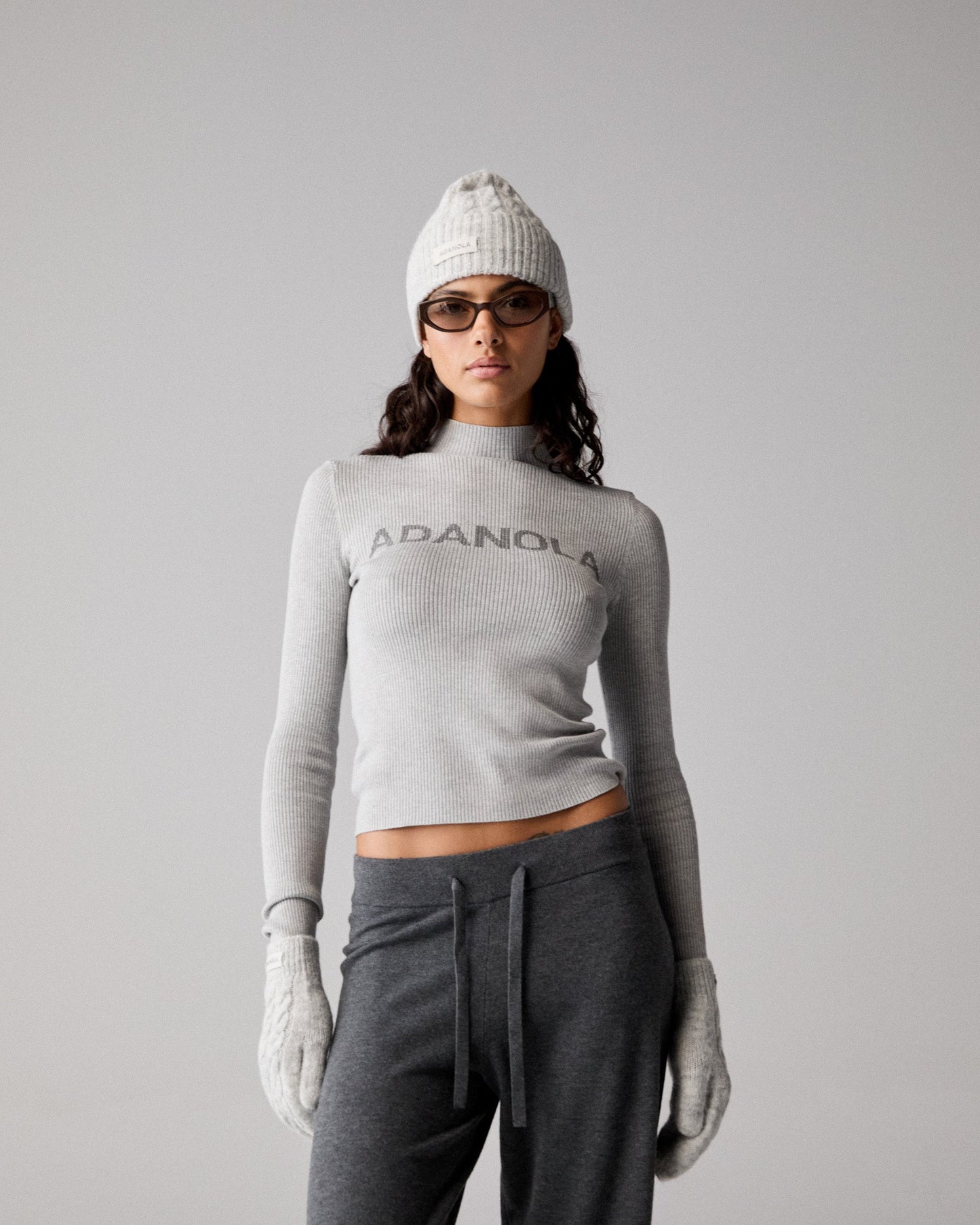 Cable Knit Beanie - Light Grey Melange