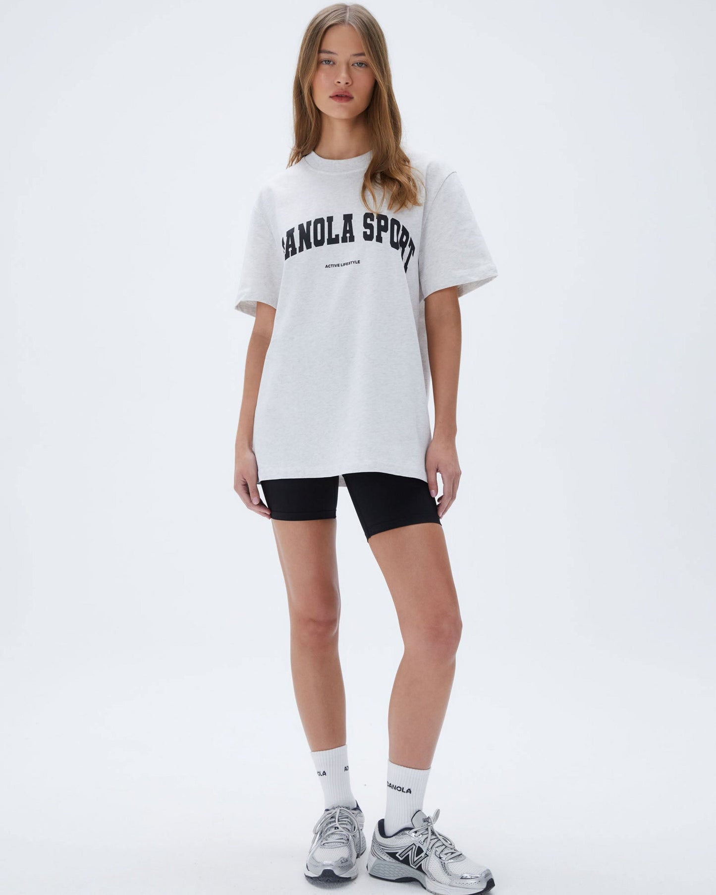 AS Short Sleeve Oversized T-shirt - Light Grey Melange/Black