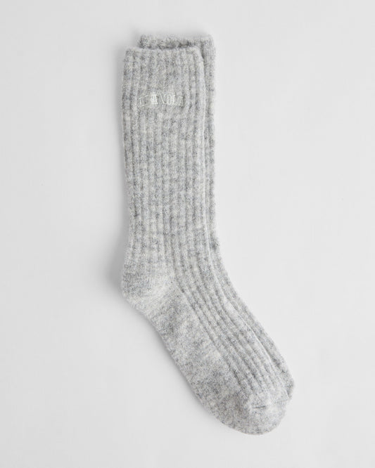 Ribbed Knit Socks - Light Grey Melange
