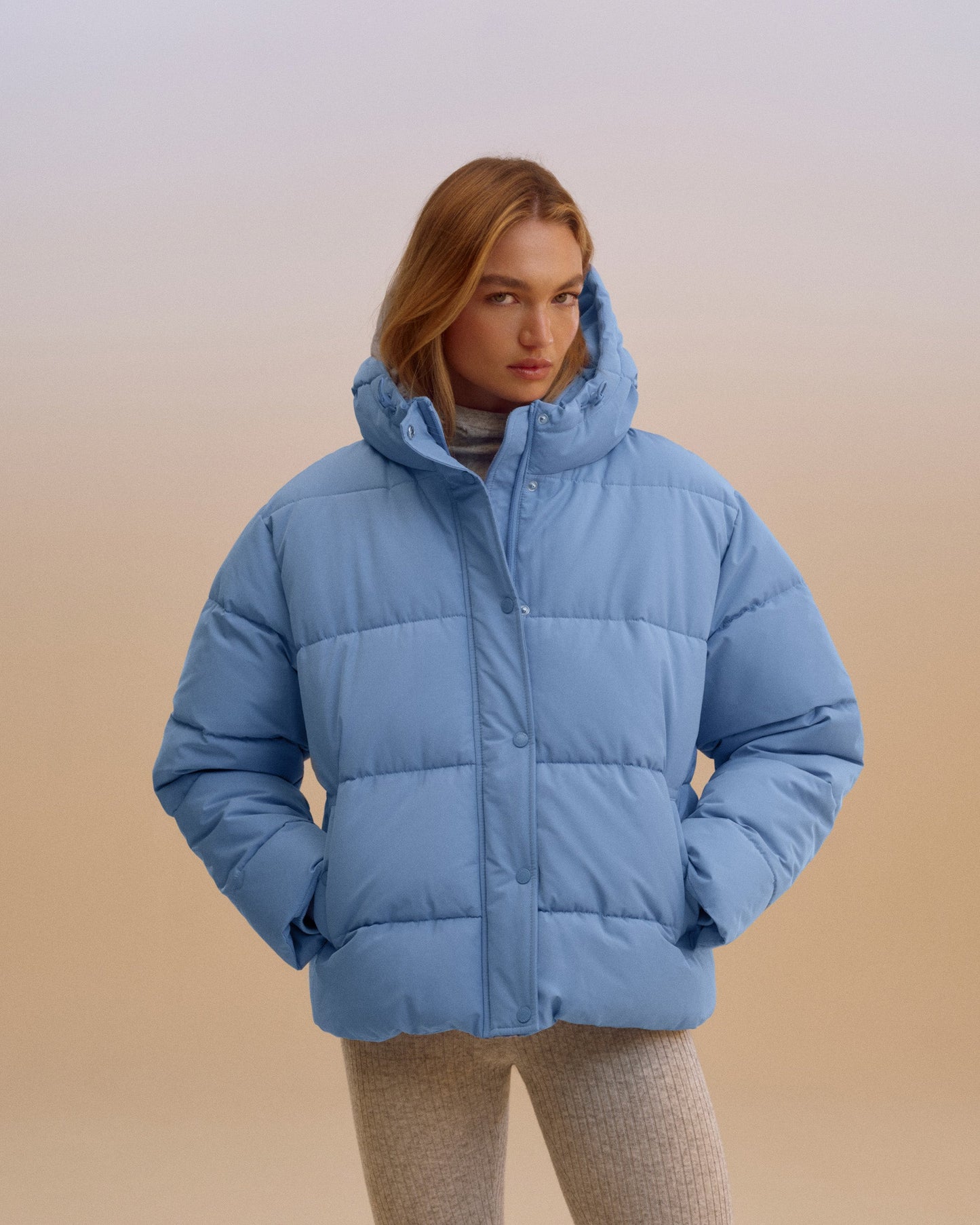 Hooded Puffer Jacket - Ice Blue