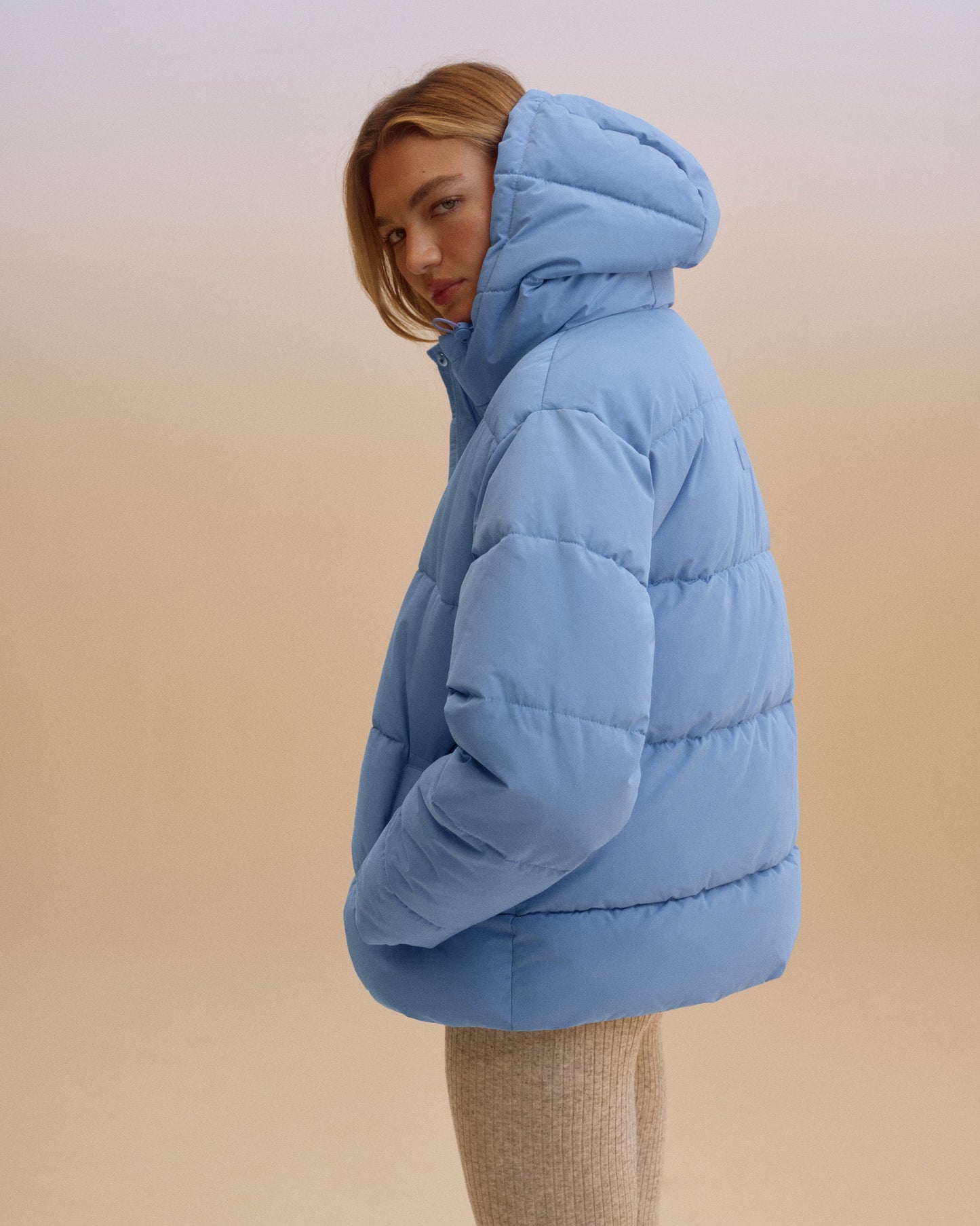 Hooded Puffer Jacket - Ice Blue